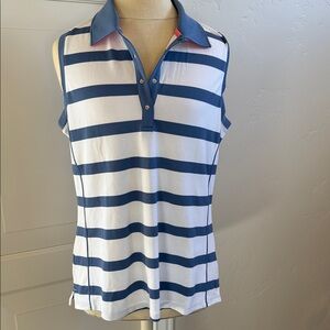 Women's Tommy Armour Striped Sleeveless Polo Shirt size Large NWOTS